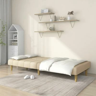 VidaXL Canapé-lit à 2 places Crème Tissu 3 VidaXL Canapé-lit à 2 places Crème Tissu – Image 3