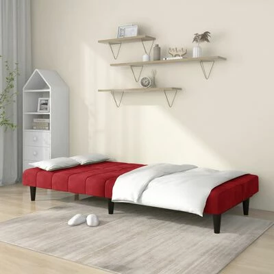 VidaXL Canapé-lit à 2 places Rouge bordeaux Velours 3 VidaXL Canapé-lit à 2 places Rouge bordeaux Velours – Image 3