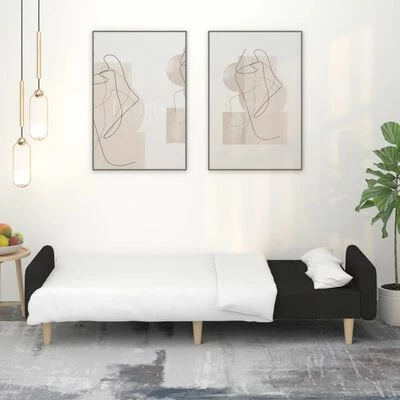 VidaXL Canapé-lit à 2 places Noir Tissu 3 VidaXL Canapé-lit à 2 places Noir Tissu – Image 3