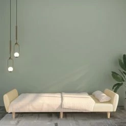 VidaXL Canapé-lit à 2 places Crème Tissu -Canapés Soldes 2022 image 3 337526