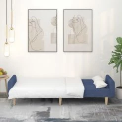 VidaXL Canapé-lit à 2 places Bleu Tissu -Canapés Soldes 2022 image 3 337529