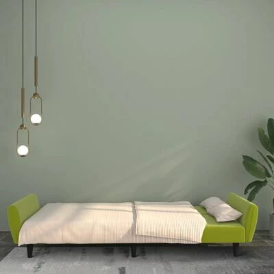 VidaXL Canapé-lit à 2 places Vert clair Velours 3 VidaXL Canapé-lit à 2 places Vert clair Velours – Image 3