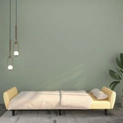 VidaXL Canapé-lit à 2 places Crème Velours -Canapés Soldes 2022 image 3 337545