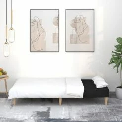 VidaXL Canapé-lit à 2 places Noir Tissu -Canapés Soldes 2022 image 3 337548