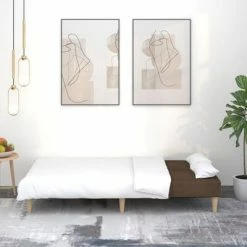 VidaXL Canapé-lit à 2 places Marron Tissu -Canapés Soldes 2022 image 3 337550