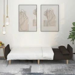 VidaXL Canapé-lit à 2 places avec deux oreillers Marron foncé Tissu -Canapés Soldes 2022 image 3 337563