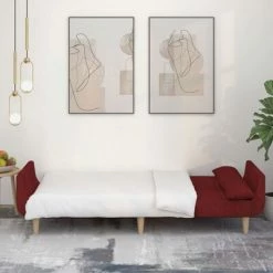 VidaXL Canapé-lit à 2 places avec deux oreillers Rouge bordeaux Tissu -Canapés Soldes 2022 image 3 337567