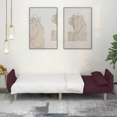 VidaXL Canapé-lit à 2 places avec deux oreillers Violet Tissu 3 VidaXL Canapé-lit à 2 places avec deux oreillers Violet Tissu – Image 3