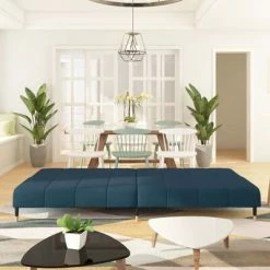 VidaXL Canapé-lit à 2 places Bleu Velours -Canapés Soldes 2022 image 3 337570