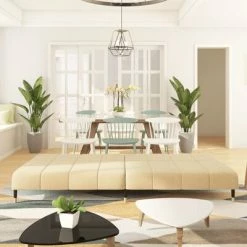 VidaXL Canapé-lit à 2 places Crème Velours -Canapés Soldes 2022 image 3 337580