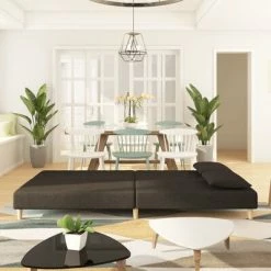 VidaXL Canapé-lit à 2 places avec deux oreillers Marron Tissu 8 VidaXL Canapé-lit à 2 places avec deux oreillers Marron Tissu -Canapés Soldes 2022 image 3 337596