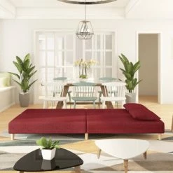 VidaXL Canapé-lit à 2 places avec deux oreillers Rouge bordeaux Tissu 8 VidaXL Canapé-lit à 2 places avec deux oreillers Rouge bordeaux Tissu -Canapés Soldes 2022 image 3 337601