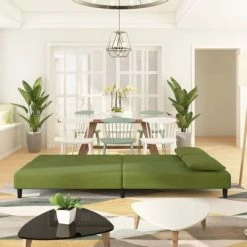 VidaXL Canapé-lit à 2 places avec deux oreillers Vert clair Velours -Canapés Soldes 2022 image 3 337620