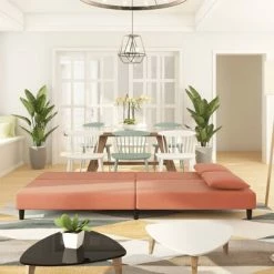 VidaXL Canapé-lit à 2 places avec deux oreillers Rose Velours -Canapés Soldes 2022 image 3 337621