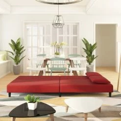 VidaXL Canapé-lit à 2 places et deux oreillers Rouge bordeaux Velours -Canapés Soldes 2022 image 3 337622