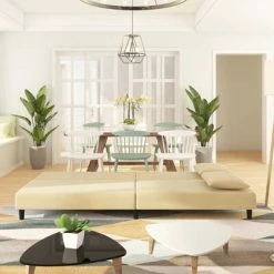 VidaXL Canapé-lit à 2 places avec deux oreillers Crème Velours 8 VidaXL Canapé-lit à 2 places avec deux oreillers Crème Velours -Canapés Soldes 2022 image 3 337626