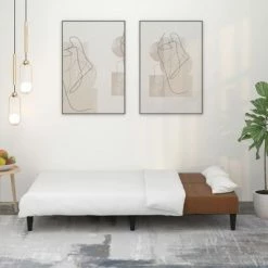 VidaXL Canapé-lit à 2 places Marron Tissu microfibre -Canapés Soldes 2022 image 3 340659