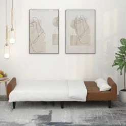 VidaXL Canapé-lit à 2 places Marron Tissu microfibre -Canapés Soldes 2022 image 3 340665