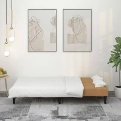 VidaXL Canapé-lit à 2 places Taupe Tissu microfibre -Canapés Soldes 2022 image 3 340672