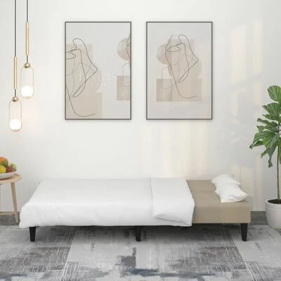 VidaXL Canapé-lit à 2 places Gris clair Tissu microfibre 3 VidaXL Canapé-lit à 2 places Gris clair Tissu microfibre – Image 3