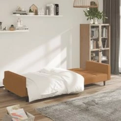 VidaXL Canapé-lit à 2 places Taupe Microfibre -Canapés Soldes 2022 image 3 340678