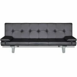VidaXL Canapé-lit réglable avec deux oreillers Similicuir Noir -Canapés Soldes 2022 image 4 241722