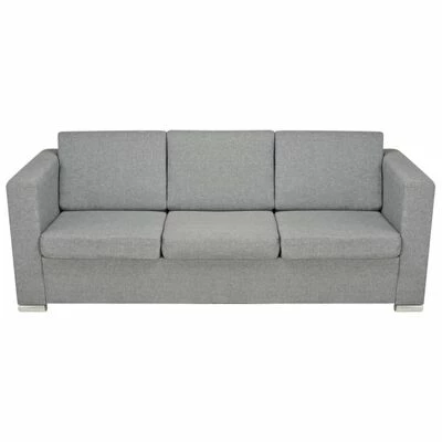 VidaXL Canapé à 3 places Tissu Gris clair 4 VidaXL Canapé à 3 places Tissu Gris clair – Image 4