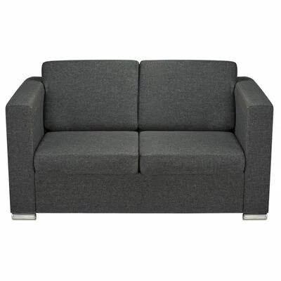 VidaXL Canapé à 2 places Tissu Gris foncé 4 VidaXL Canapé à 2 places Tissu Gris foncé – Image 4