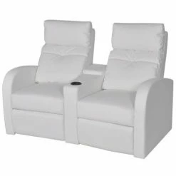 VidaXL Fauteuil inclinable à LED à 2 places Cuir artificiel Blanc -Canapés Soldes 2022 image 4 243595