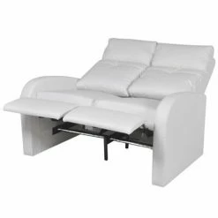 VidaXL Fauteuil inclinable à LED 2 places Cuir artificiel Blanc -Canapés Soldes 2022 image 4 243596