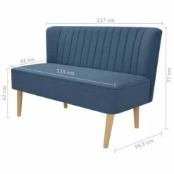 VidaXL Canapé 117 x 55,5 x 77 cm Tissu Bleu -Canapés Soldes 2022 image 4 244072