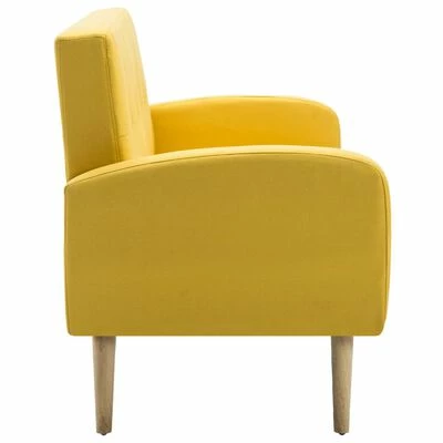 VidaXL Canapé à 3 places Tissu Jaune 4 VidaXL Canapé à 3 places Tissu Jaune – Image 4