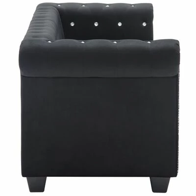 VidaXL Canapé à 3 places Revêtement en velours 199x75x72 cm Noir 4 VidaXL Canapé à 3 places Revêtement en velours 199x75x72 cm Noir – Image 4