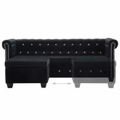VidaXL Canapé d'angle Revêtement en velours 199x142x72 cm Noir -Canapés Soldes 2022 image 4 247139