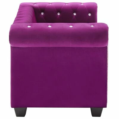 VidaXL Canapé à 2 places Revêtement en velours 146x75x72 cm Violet 4 VidaXL Canapé à 2 places Revêtement en velours 146x75x72 cm Violet – Image 4