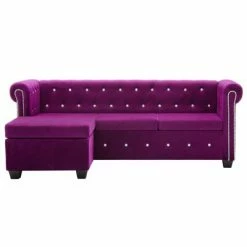 VidaXL Canapé d'angle Revêtement en velours 199x142x72 cm Violet -Canapés Soldes 2022 image 4 247148