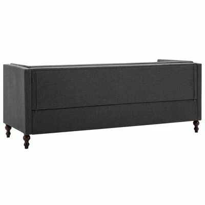 VidaXL Canapé Chesterfield à 3 places Revêtement en tissu Gris foncé 4 VidaXL Canapé Chesterfield à 3 places Revêtement en tissu Gris foncé – Image 4