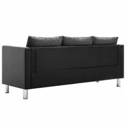 VidaXL Canapé à 3 places Simili-cuir Noir et gris clair 9 VidaXL Canapé à 3 places Simili-cuir Noir et gris clair -Canapés Soldes 2022 image 4 247166