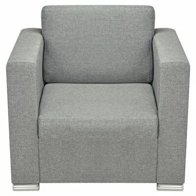 VidaXL Ensemble de canapés trois pièces Tissu Gris clair 4 VidaXL Ensemble de canapés trois pièces Tissu Gris clair – Image 4