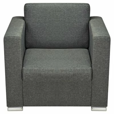 VidaXL Ensemble de canapés trois pièces Tissu Gris foncé 4 VidaXL Ensemble de canapés trois pièces Tissu Gris foncé – Image 4