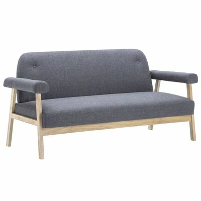 VidaXL Ensemble de canapé pour 5 personnes 2 pcs Tissu Gris foncé 4 VidaXL Ensemble de canapé pour 5 personnes 2 pcs Tissu Gris foncé – Image 4