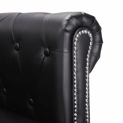VidaXL Canapé Chesterfield en forme de L Cuir synthétique Noir 4 VidaXL Canapé Chesterfield en forme de L Cuir synthétique Noir – Image 4