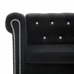 VidaXL Canapés Chesterfield 2 pcs Revêtement en velours Noir -Canapés Soldes 2022 image 4 275615