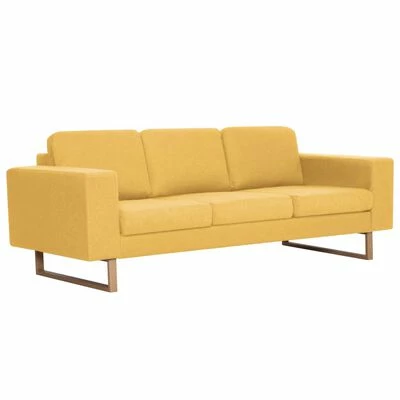 VidaXL Ensemble de canapé 2 pcs Tissu Jaune 4 VidaXL Ensemble de canapé 2 pcs Tissu Jaune – Image 4