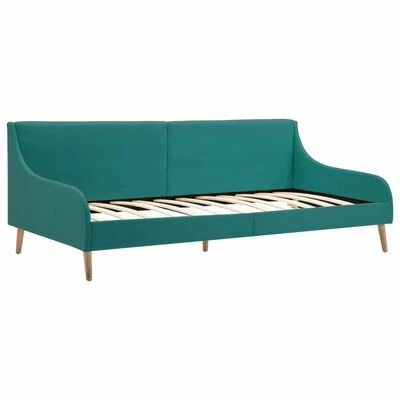 VidaXL Cadre de lit de jour avec matelas en mousse Vert Tissu 4 VidaXL Cadre de lit de jour avec matelas en mousse Vert Tissu – Image 4