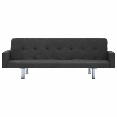 VidaXL Canapé-lit avec accoudoir Gris foncé Polyester 4 VidaXL Canapé-lit avec accoudoir Gris foncé Polyester – Image 4