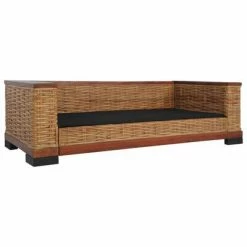 VidaXL Canapé à 3 places avec coussins Marron Rotin naturel -Canapés Soldes 2022 image 4 283080