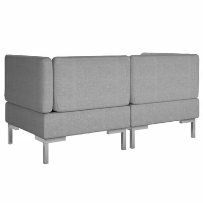 VidaXL Canapés d'angle sectionnels 2 pcs et coussins Tissu Gris clair 4 VidaXL Canapés d'angle sectionnels 2 pcs et coussins Tissu Gris clair – Image 4