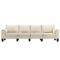 VidaXL Canapé à 4 places Crème Tissu 9 VidaXL Canapé à 4 places Crème Tissu -Canapés Soldes 2022 image 4 287092