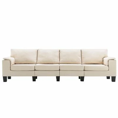 VidaXL Canapé à 4 places Crème Tissu 4 VidaXL Canapé à 4 places Crème Tissu – Image 4